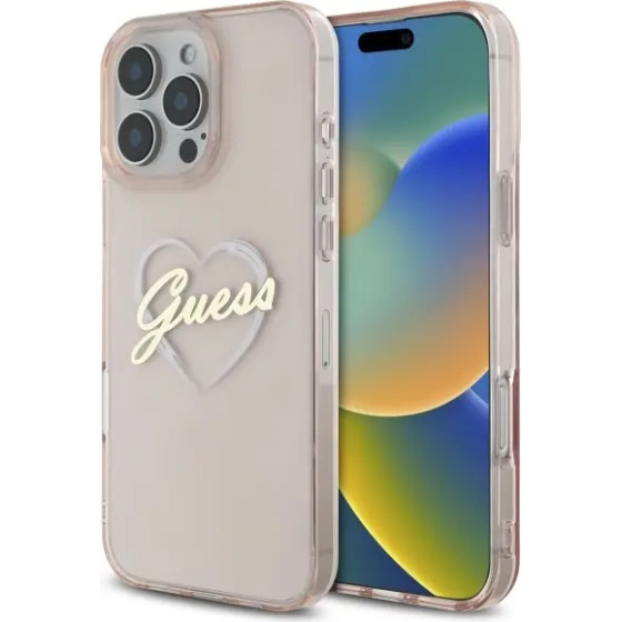 Guess IML Heart Case for iPhone 16 Pro - Pink - (GUE003984-0)