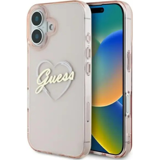 Guess IML Heart iPhone 16 Case - Pink - (GUE003983-0)