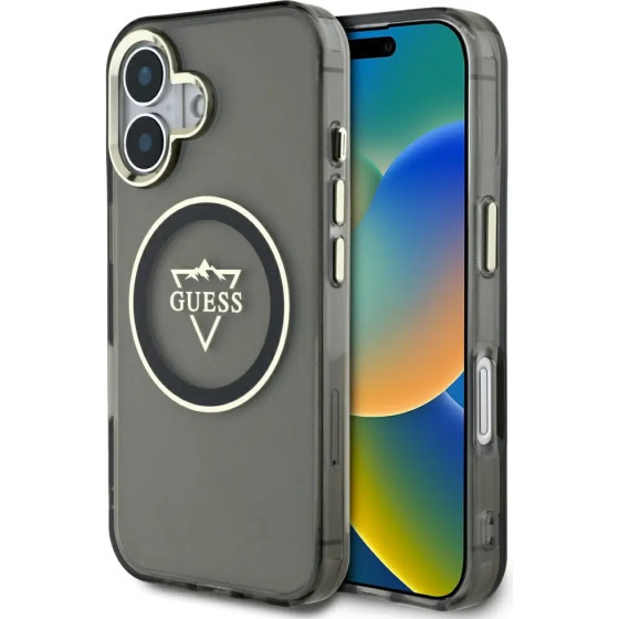 Guess IML Metal Mountain Logo MagSafe case for iPhone 16 - black - (GUE004415-0)