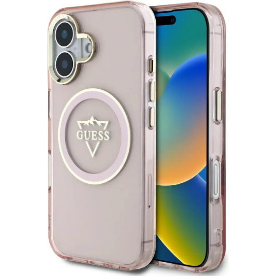 Guess IML Metal Mountain Logo MagSafe iPhone 16 Case - Pink - (GUE004418-0)