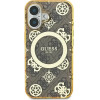 Guess IML Peony On 4G Background MagSafe iPhone 16 Case - Brown - (GUE003955-0)