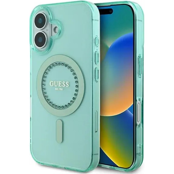 Guess IML Rhinestones MagSafe iPhone 16 Case - Green - (GUE003849-0)