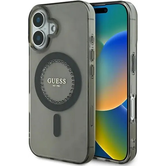 Guess IML Rhinestones MagSafe iPhone 16 Plus Case - Black - (GUE003842-0)