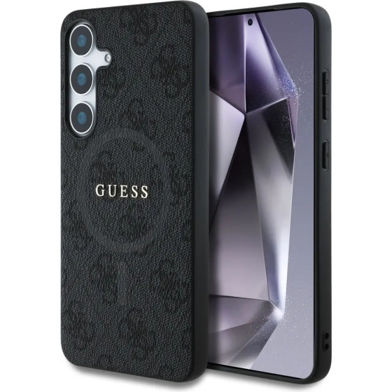 Guess Leather 4G Colored Ring Classic Logo MagSafe Case Samsung Galaxy S25 Plus black - (GUE004310-0)