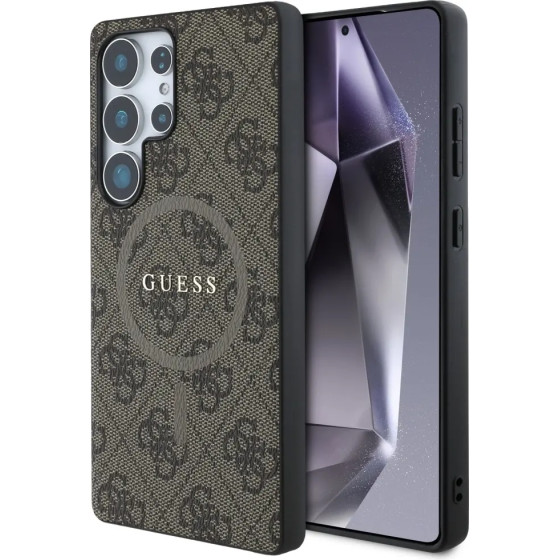 Guess Leather 4G Colored Ring Classic Logo MagSafe Case Samsung Galaxy S25 Ultra brown - (GUE004314-0)