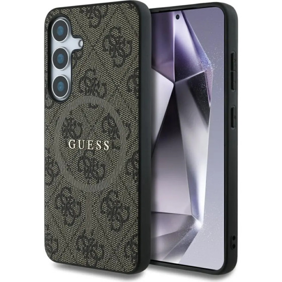 Guess Leather 4G Colored Ring Classic Logo MagSafe Samsung Galaxy S25 case brown - (GUE004312-0)