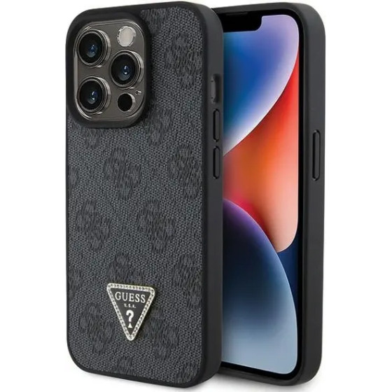 Guess Leather 4G Diamond Triangle case for iPhone 15 Pro Max - black - (GUE003099-0)