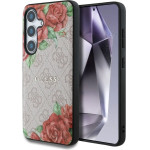 Guess Leather 4G Flowers Print Metal Classic Logo MagSafe Case for Samsung Galaxy S25 - Pink - (GUE004286-0)