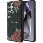 Guess Leather 4G Flowers Print Metal Classic Logo MagSafe Case for Samsung Galaxy S25 Ultra - Black - (GUE004285-0)
