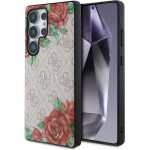 Guess Leather 4G Flowers Print Metal Classic Logo MagSafe Case for Samsung Galaxy S25 Ultra - Pink - (GUE004287-0)