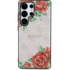 Guess Leather 4G Flowers Print Metal Classic Logo MagSafe Case for Samsung Galaxy S25 Ultra - Pink - (GUE004287-0)