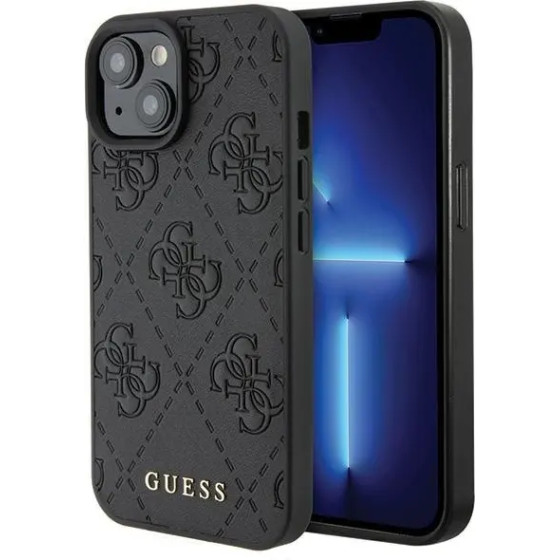 Guess Leather 4G Stamped case for iPhone 15 - black - (GUE003106-0)