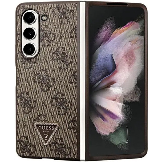 Guess Leather 4G Triangle Strass case for Samsung Galaxy Z Fold 5 - brown - (GUE003054-0)
