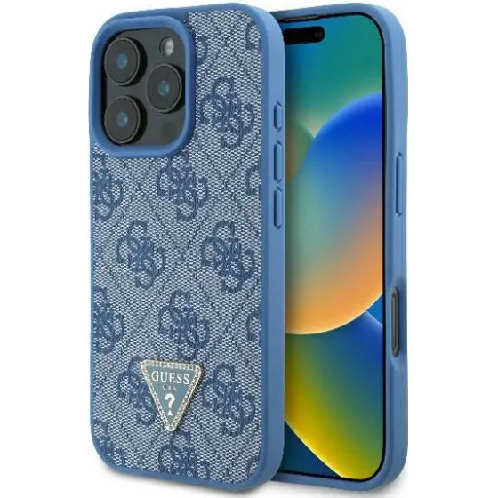 Guess Leather 4G Triangle Strass MagSafe Case for iPhone 16 Pro Max - Blue - (GUE003870-0)