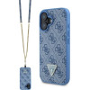 Guess Leather Metal Logo Strass Crossbody Case for iPhone 16 - Blue - (GUE004052-0)