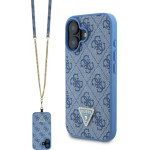 Guess Leather Metal Logo Strass Crossbody Case for iPhone 16 - Blue - (GUE004052-0)