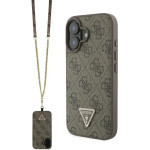 Guess Leather Metal Logo Strass Crossbody Case for iPhone 16 - Brown - (GUE004051-0)