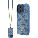 Guess Leather Metal Logo Strass Crossbody Case for iPhone 16 Pro - Blue - (GUE003918-0)