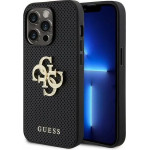 Guess Leather Perforated 4G Glitter Logo Case for iPhone 15 Pro Max - Black - (GUE003354-0)