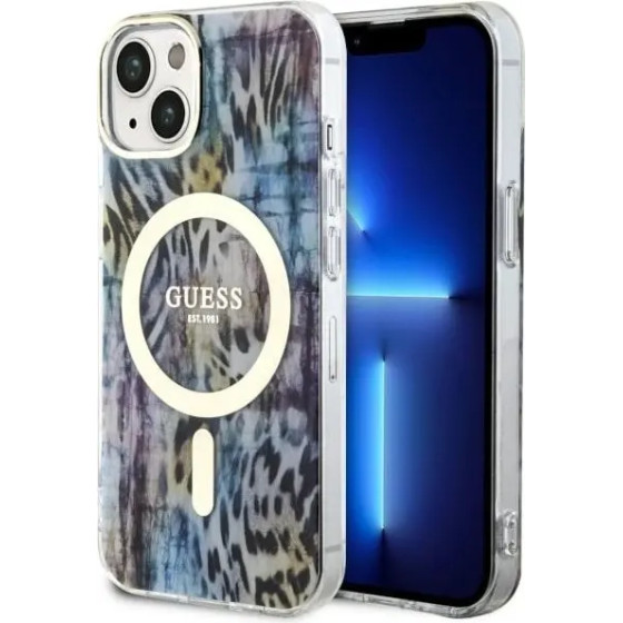Guess Leopard MagSafe case for iPhone 14 - blue - (GUE002771-0)