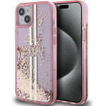 Guess Liquid Glitter Gold Stripes case for iPhone 15 Plus / 14 Plus - pink - (GUE003528-0)