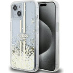 Guess Liquid Glitter Gold Stripes case for iPhone 15 Plus / 14 Plus - transparent - (GUE003532-0)