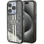Guess Liquid Glitter Gold Stripes case for iPhone 15 Pro - black - (GUE003525-0)