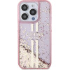 Guess Liquid Glitter Gold Stripes case for iPhone 15 Pro - pink - (GUE003529-0)