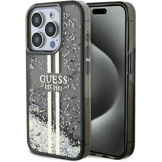 Guess Liquid Glitter Gold Stripes case for iPhone 15 Pro Max - black - (GUE003526-0)