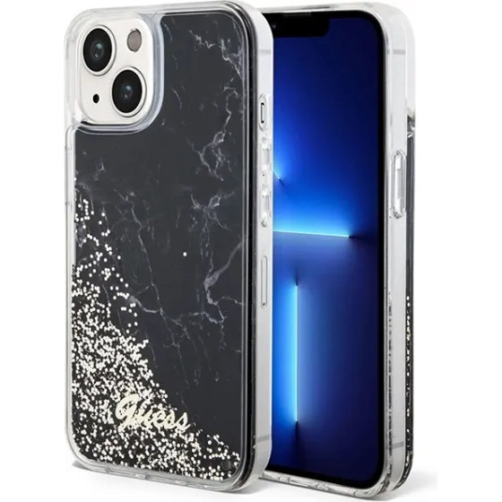Guess Liquid Glitter Marble case for iPhone 14 - black - (GUE002798-0)