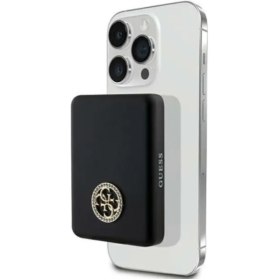 Guess MagSafe 4G Strassed Metal Logo induction power bank 15W 5000mAh - black - (GUE003267-0)