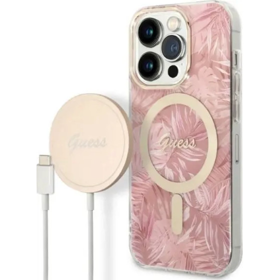 Guess MagSafe case + charger set for iPhone 14 Pro 6.1 - pink - (GUE002578-0)