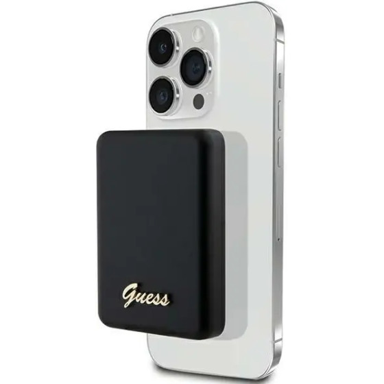 Guess MagSafe Metal Script Logo induction power bank 15W 5000mAh - black - (GUE003265-0)