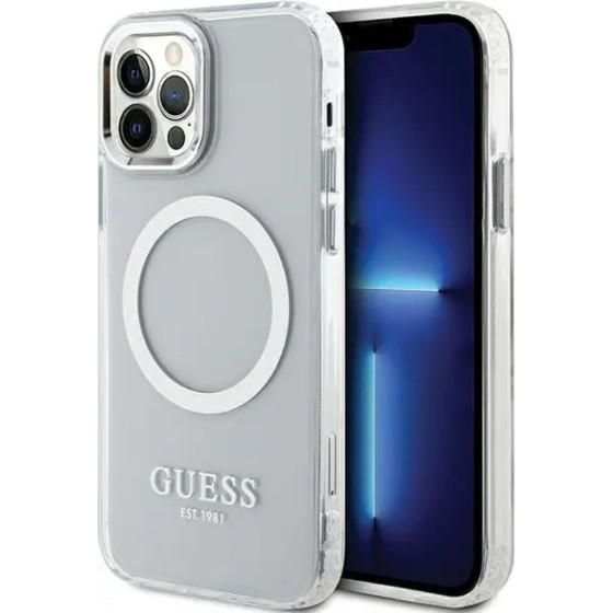 Guess Metal Outline Magsafe case for iPhone 12 / iPhone 12 Pro - silver - (GUE002933-0)