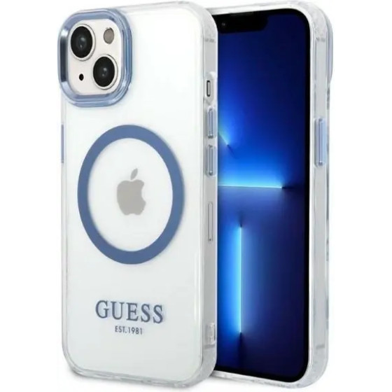Guess Metal Outline MagSafe case for iPhone 14 Plus - blue - (GUE002537-0)