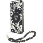 Guess Palm Trees Triangle Pearl Strap MagSafe case for iPhone 16 black - (GUE004445-0)