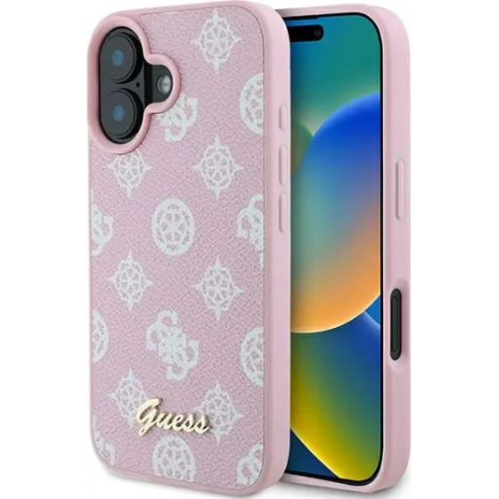 Guess Peony Script Logo MagSafe iPhone 16 Plus Case - Pink - (GUE004070-0)