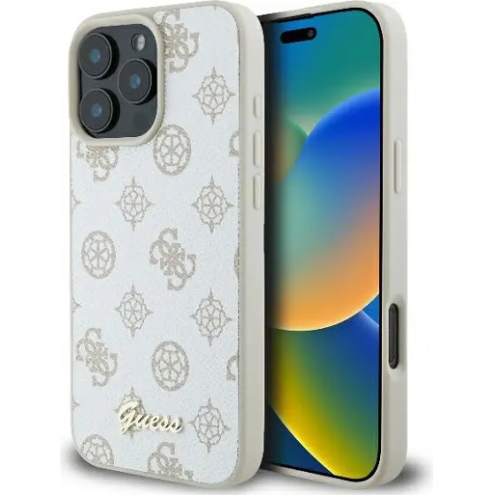 Guess Peony Script Logo MagSafe iPhone 16 Pro Case - White - (GUE004042-0)