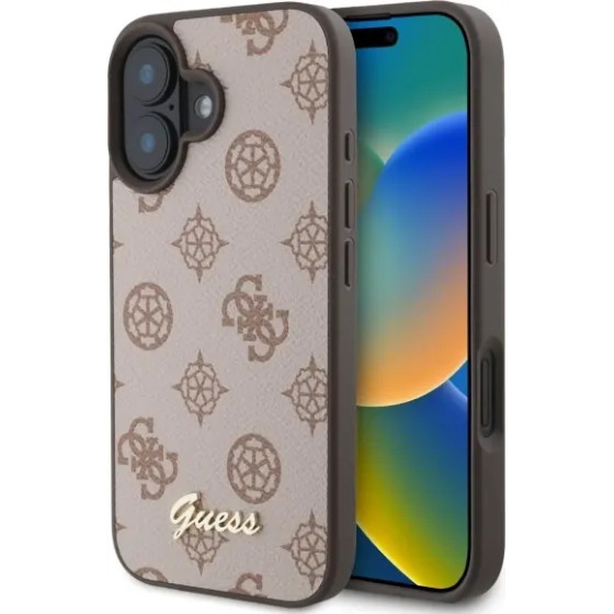 Guess Peony Script MagSafe iPhone 16 Case - Brown - (GUE003804-0)