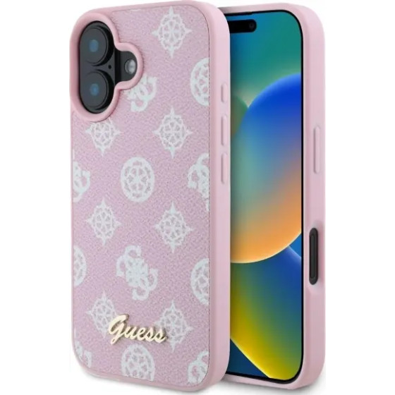 Guess Peony Script MagSafe iPhone 16 Case - Pink - (GUE003802-0)