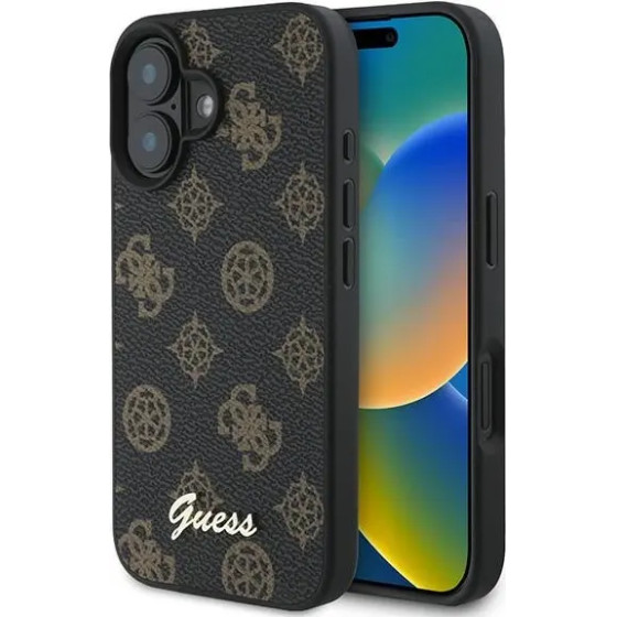 Guess Peony Script MagSafe iPhone 16 Plus Case - Black - (GUE003799-0)