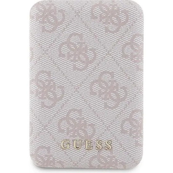 Guess Powerbank inductive 15W GUPB5FP4EMGP 5000mAh pink/pink 4G Leather Metal Logo MagSafe - (GUE003735-0)