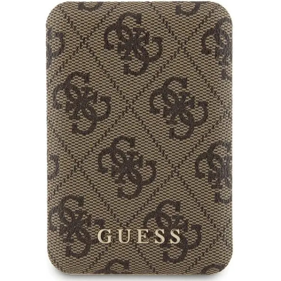 Guess Powerbank inductive 15W GUPB5FP4EMGW 5000mAh brown/brown 4G Leather Metal Logo MagSafe - (GUE003443-0)