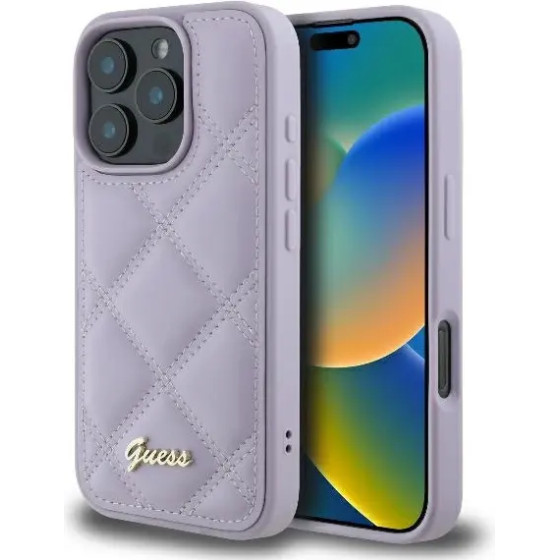 Guess Quilted Metal Logo case for iPhone 16 Pro - light purple - (GUE003907-0)