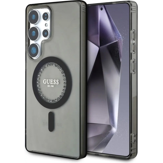 Guess Rhinestones Printed Classic Logo MagSafe Samsung Galaxy S25 Ultra case black - (GUE004316-0)