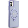 Guess Ring Stand Script Glitter MagSafe case for iPhone 11 / Xr - purple - (GUE003423-0)