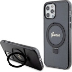 Guess Ring Stand Script Glitter MagSafe case for iPhone 12/12 Pro - black - (GUE003415-0)