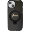 Guess Ring Stand Script Glitter MagSafe case for iPhone 13 / 14 / 15 - black - (GUE003416-0)