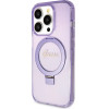 Guess Ring Stand Script Glitter MagSafe case for iPhone 14 Pro - purple - (GUE003426-0)