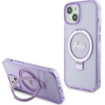 Guess Ring Stand Script Glitter MagSafe case for iPhone 15 - purple - (GUE003367-0)
